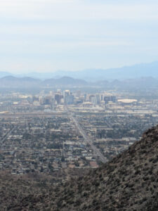 view of Phoenix downtown from South Mountain preserve